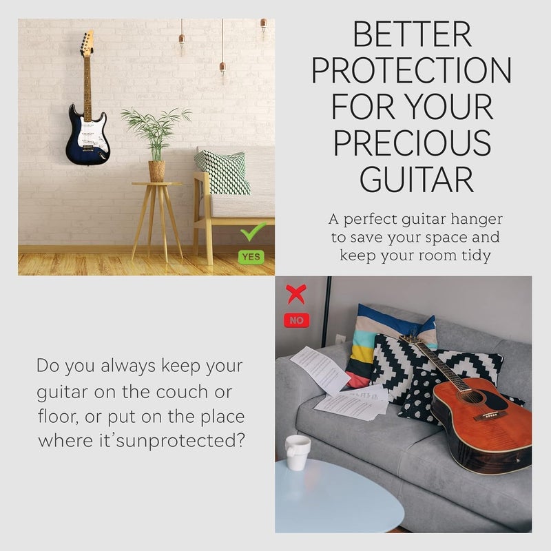 LALAOKS 30Pack Guitar Wall Mount Wall Hanger Hook Black Metal Guitar Holder - Image 4